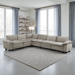 Terra Chenille Fabric 6-Piece Modular Sectional