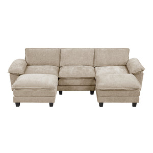 Terra Chenille Fabric 5-Piece Modular Sectional with Ottoman