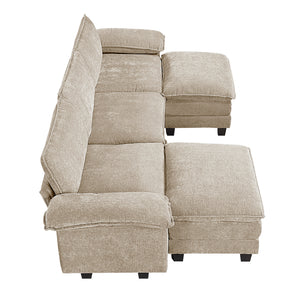 Terra Chenille Fabric 5-Piece Modular Sectional with Ottoman