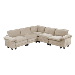 Terra Chenille Fabric 5-Piece Modular Sectional