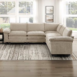 Terra Chenille Fabric 5-Piece Modular Sectional