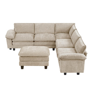 Terra Chenille Fabric 6-Piece Modular Sectional with Ottoman