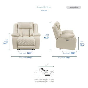 Ridge Faux Leather Power Reclining Chair with LED and Charging Ports