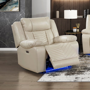 Ridge Faux Leather Power Reclining Chair with LED and Charging Ports