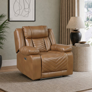 Ridge Faux Leather Power Reclining Chair with LED and Charging Ports