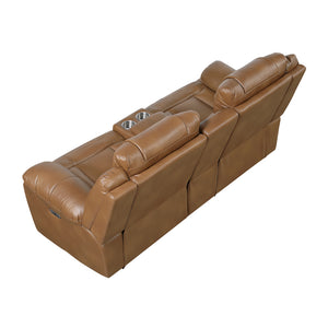 Ridge Faux Leather Power Double Reclining Loveseat with Center Console, Wireless Speakers, LED and Charging Ports