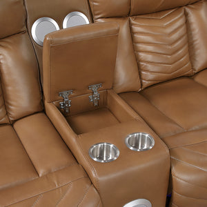 Ridge Faux Leather 2-Piece Power Double Reclining Sofa Set