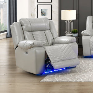 Ridge Faux Leather Power Reclining Chair with LED and Charging Ports