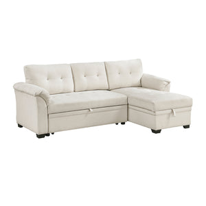 Holden Textured Fabric 2-Piece Reversible Sectional with Pull-out Bed, Reversible Chaise and Hidden Storage