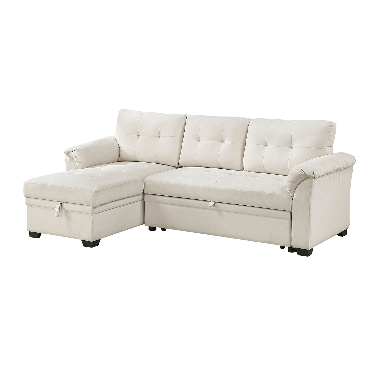 Holden Textured Fabric 2-Piece Reversible Sectional with Pull-out Bed, Reversible Chaise and Hidden Storage