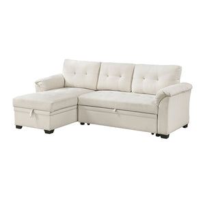 Holden Textured Fabric 2-Piece Reversible Sectional with Pull-out Bed, Reversible Chaise and Hidden Storage