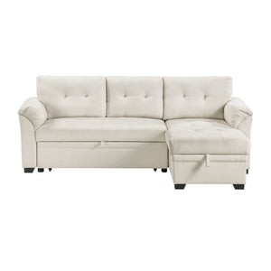 Holden Textured Fabric 2-Piece Reversible Sectional with Pull-out Bed, Reversible Chaise and Hidden Storage