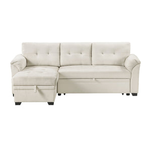 Holden Textured Fabric 2-Piece Reversible Sectional with Pull-out Bed, Reversible Chaise and Hidden Storage