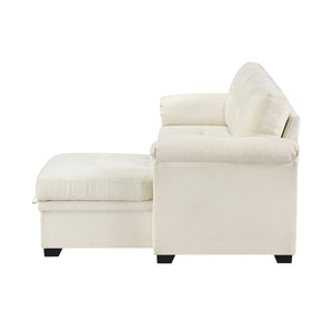 Holden Textured Fabric 2-Piece Reversible Sectional with Pull-out Bed, Reversible Chaise and Hidden Storage