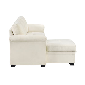 Holden Textured Fabric 2-Piece Reversible Sectional with Pull-out Bed, Reversible Chaise and Hidden Storage