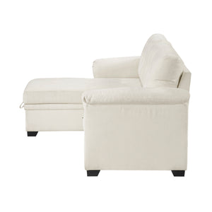 Holden Textured Fabric 2-Piece Reversible Sectional with Pull-out Bed, Reversible Chaise and Hidden Storage