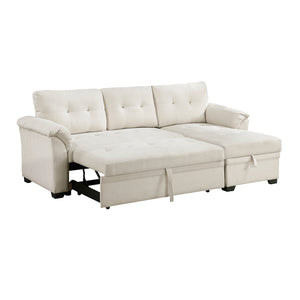 Holden Textured Fabric 2-Piece Reversible Sectional with Pull-out Bed, Reversible Chaise and Hidden Storage