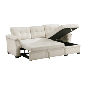 Holden Textured Fabric 2-Piece Reversible Sectional with Pull-out Bed, Reversible Chaise and Hidden Storage