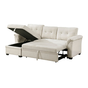 Holden Textured Fabric 2-Piece Reversible Sectional with Pull-out Bed, Reversible Chaise and Hidden Storage