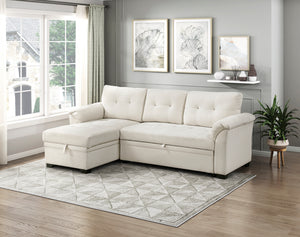 Holden Textured Fabric 2-Piece Reversible Sectional with Pull-out Bed, Reversible Chaise and Hidden Storage
