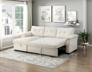 Holden Textured Fabric 2-Piece Reversible Sectional with Pull-out Bed, Reversible Chaise and Hidden Storage