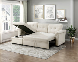Holden Textured Fabric 2-Piece Reversible Sectional with Pull-out Bed, Reversible Chaise and Hidden Storage