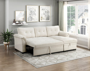 Holden Textured Fabric 2-Piece Reversible Sectional with Pull-out Bed, Reversible Chaise and Hidden Storage