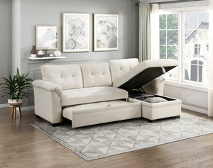 Holden Textured Fabric 2-Piece Reversible Sectional with Pull-out Bed, Reversible Chaise and Hidden Storage