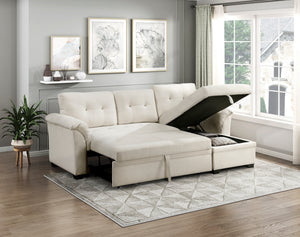Holden Textured Fabric 2-Piece Reversible Sectional with Pull-out Bed, Reversible Chaise and Hidden Storage