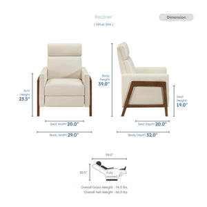 Enzo Faux Leather Push Back Reclining Chair