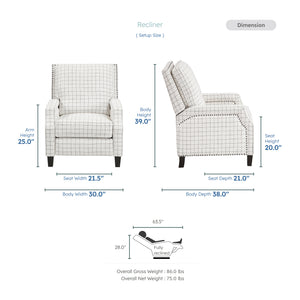 Beatrice Textured Fabric Push Back Reclining Chair