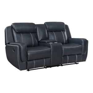 Manuel Breathable Faux Leather Manual Double Reclining Loveseat