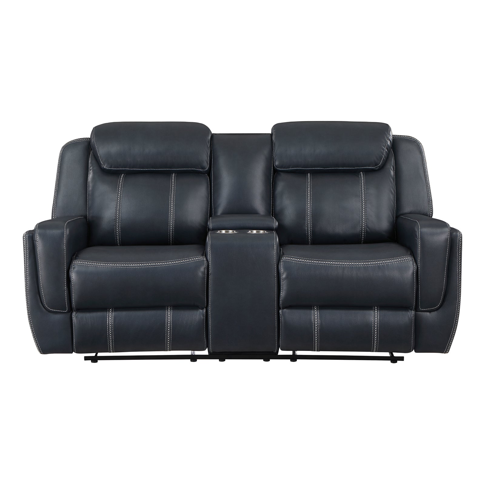 Manuel Breathable Faux Leather Manual Double Reclining Loveseat