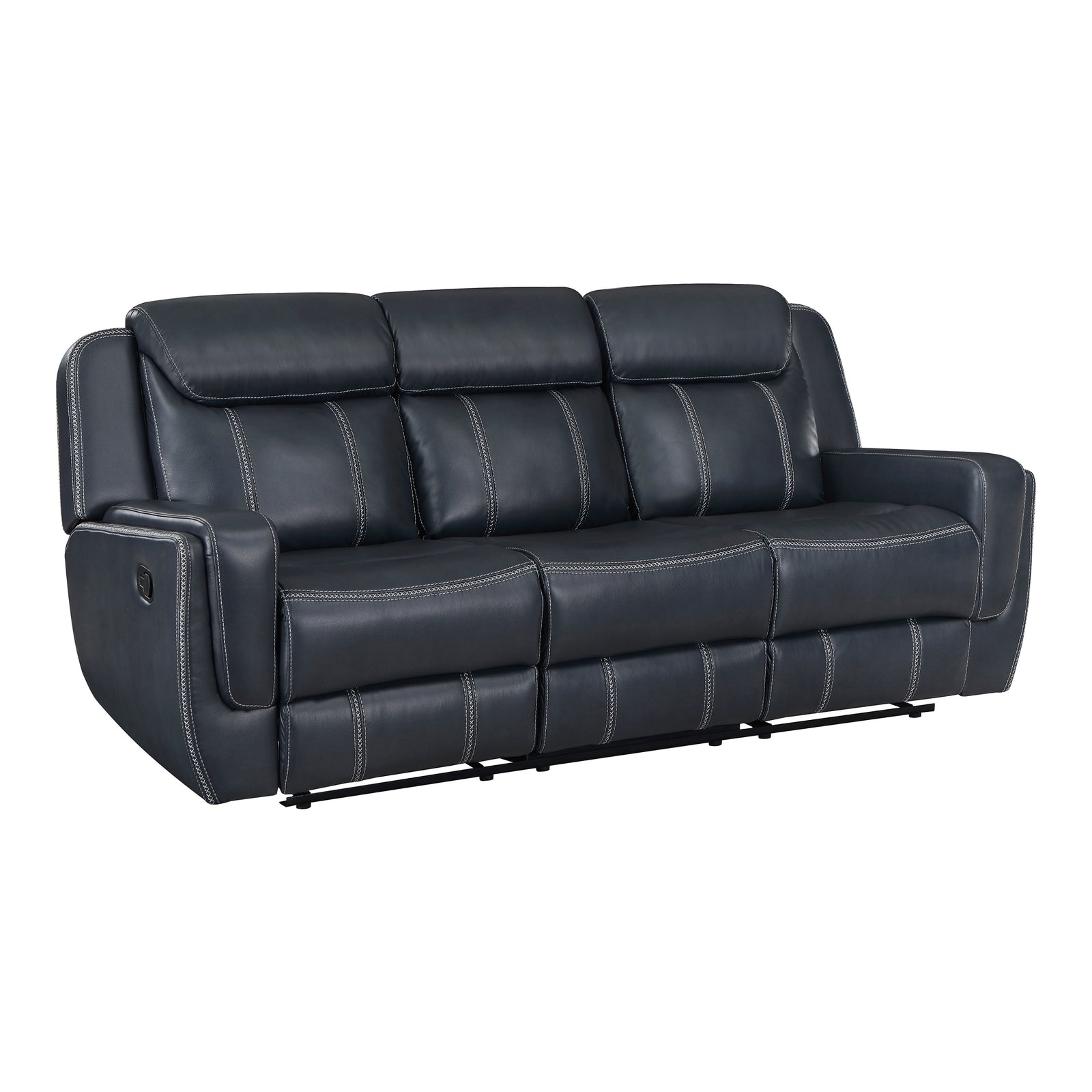 Manuel Breathable Faux Leather Manual Double Reclining Sofa