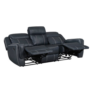 Manuel Breathable Faux Leather Manual Double Reclining Sofa