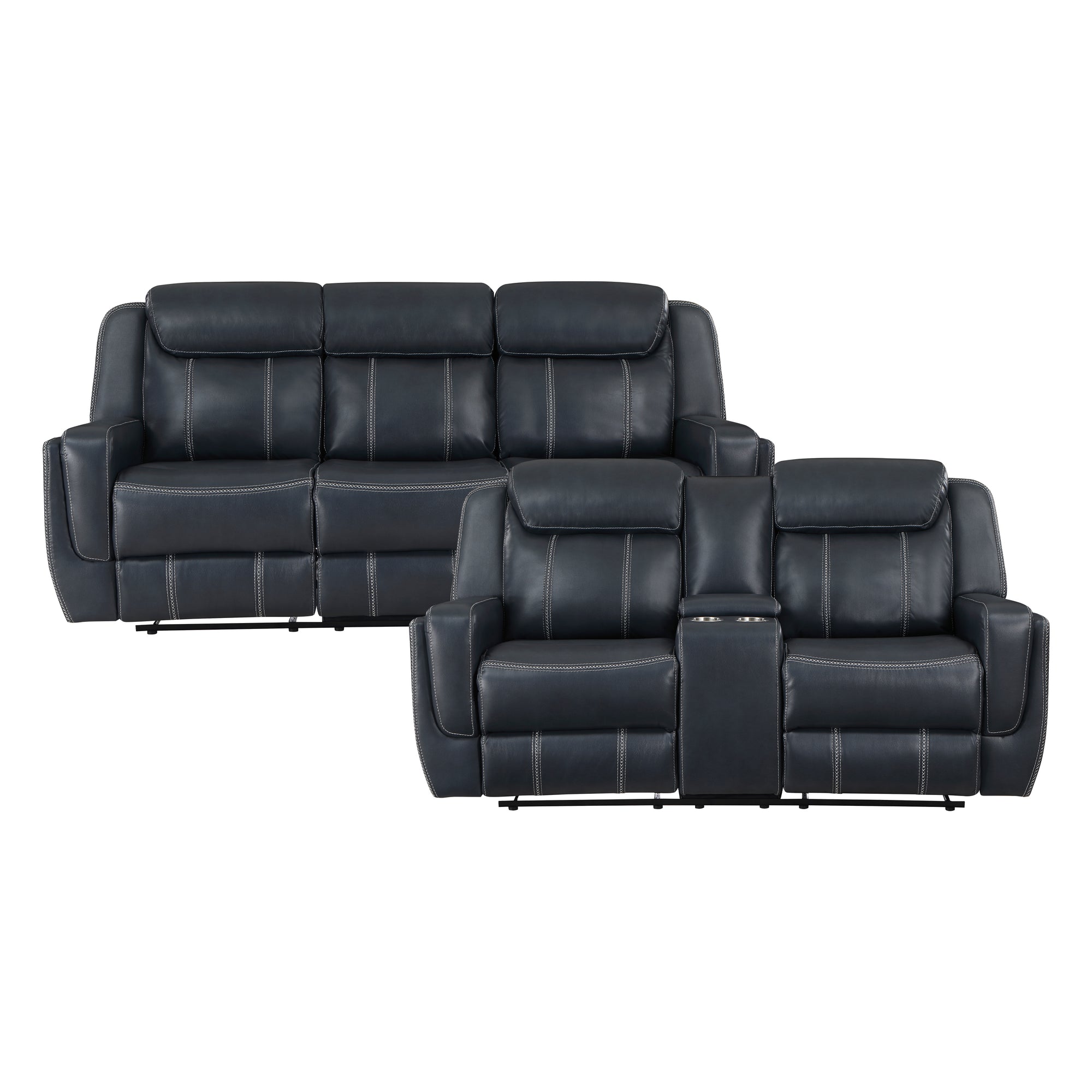 Manuel 2-Piece Breathable Faux Leather Manual Reclining Living Room Sofa Set