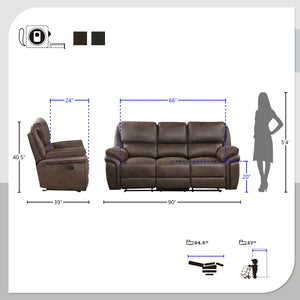 Regina Microfiber Manual Double Reclining Sofa