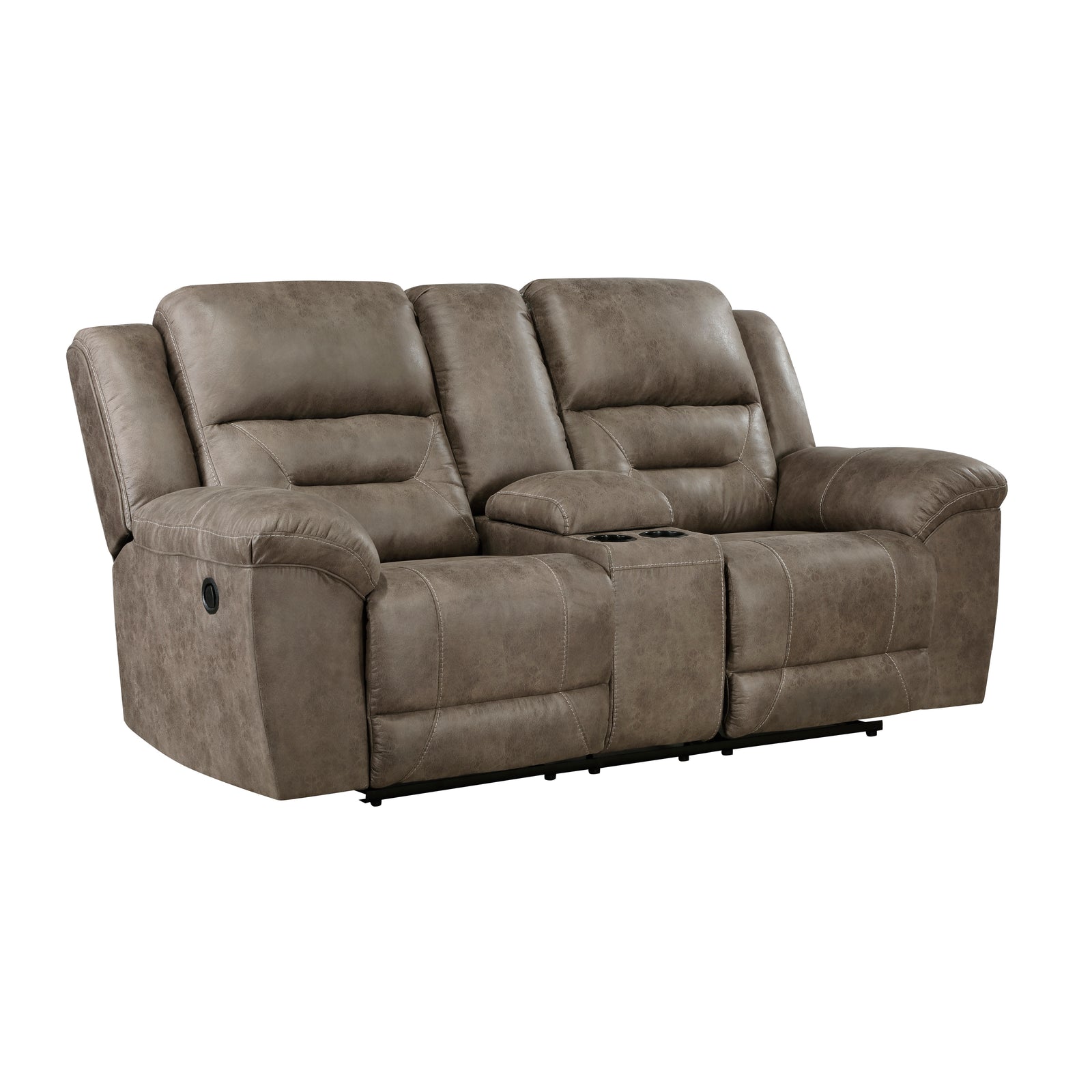 Alonzo Polished Microfiber Manual Double Reclining Loveseat