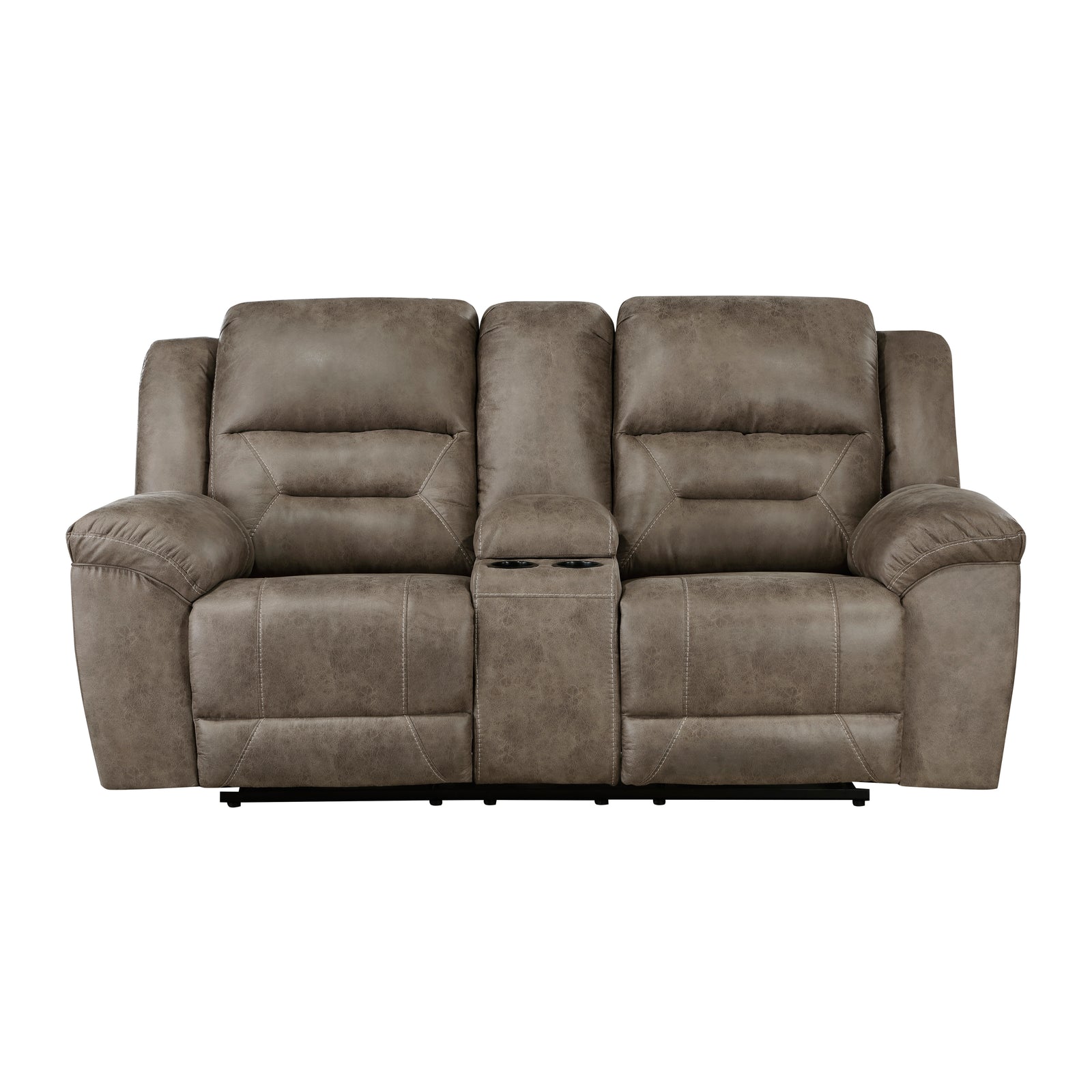 Alonzo Polished Microfiber Manual Double Reclining Loveseat
