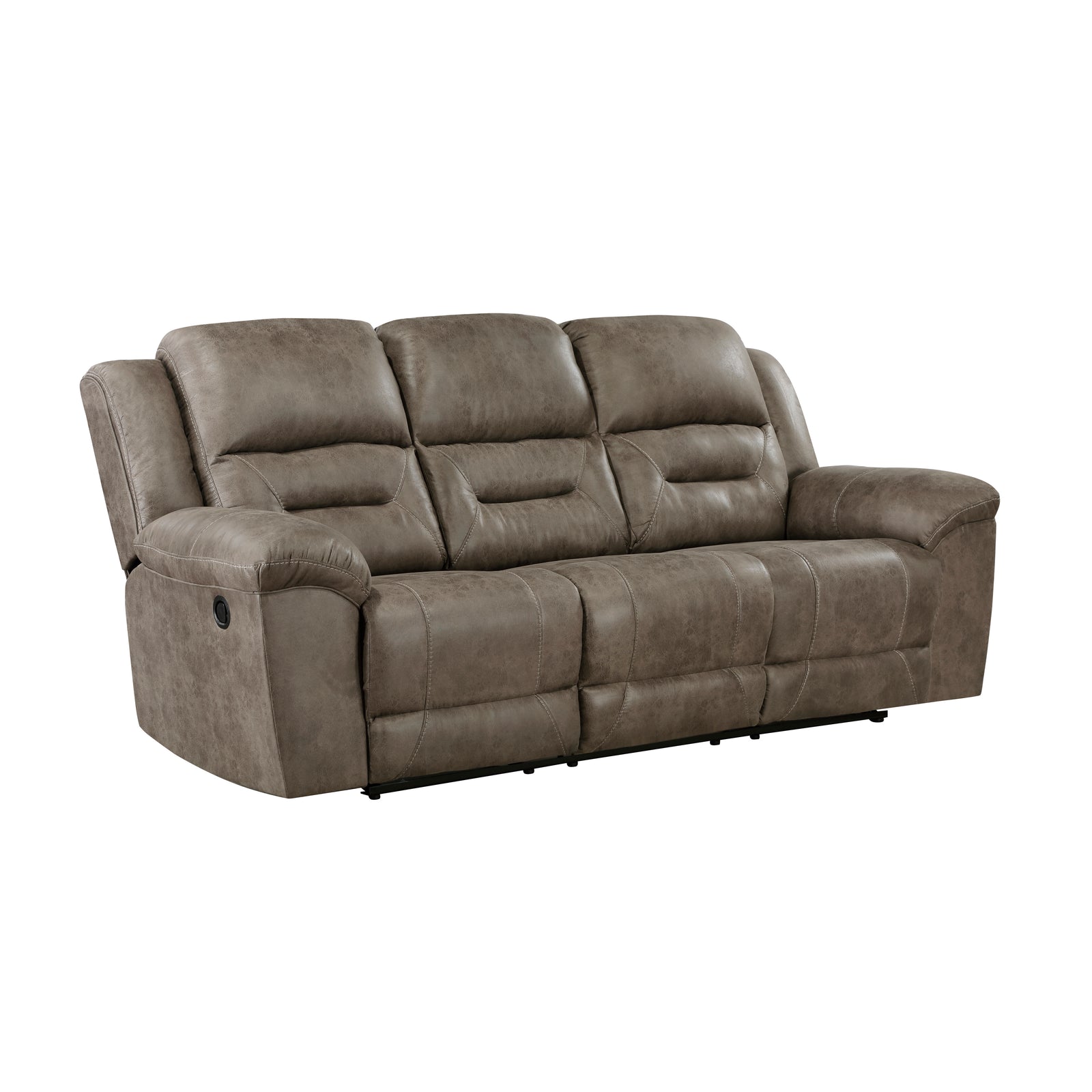 Alonzo Polished Microfiber Manual Double Reclining Sofa