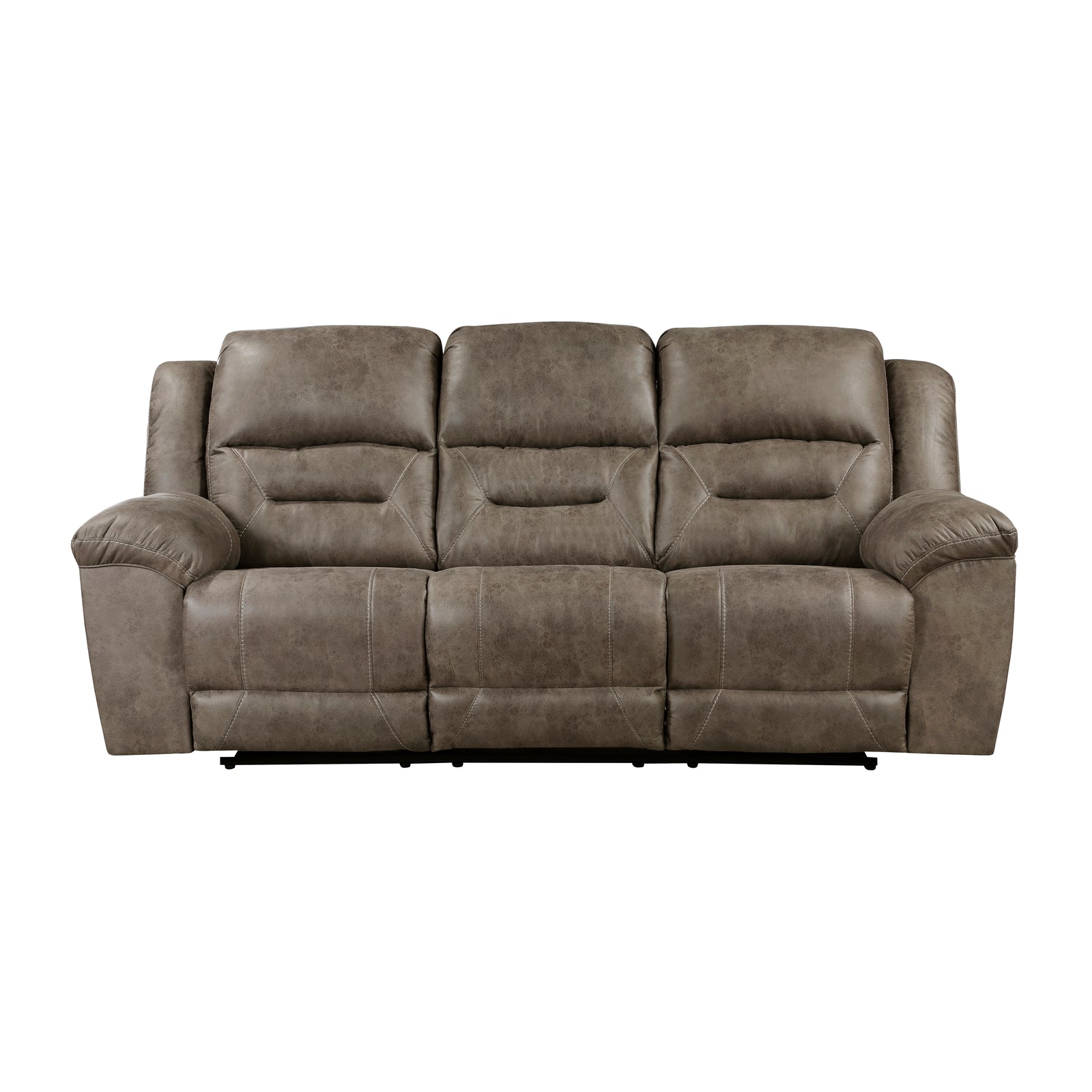 Alonzo Polished Microfiber Manual Double Reclining Sofa
