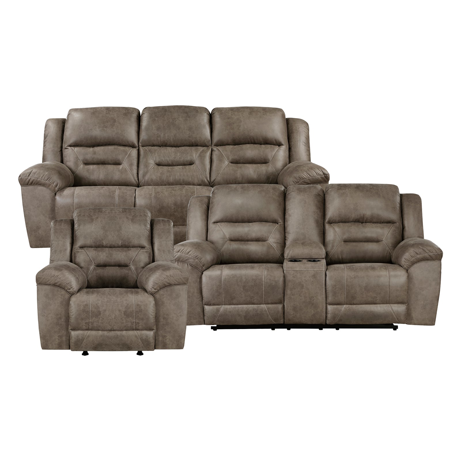 Alonzo 3-Piece Manual Reclining Living Room Sofa Set
