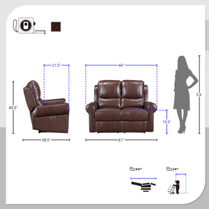 Catania Leather Match Power Double Reclining Loveseat