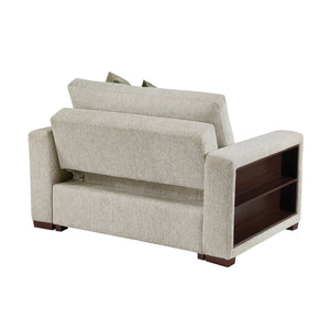 Vasselle Microfiber Convertible Chair and Half with Pull-out Bed, Click Motion Back, Two Arms with Shelves and Charging Ports