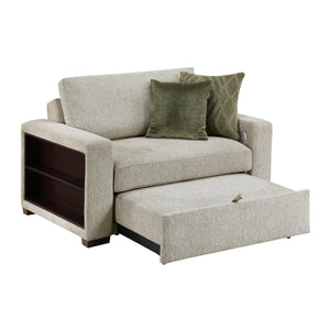 Vasselle Microfiber Convertible Chair and Half with Pull-out Bed, Click Motion Back, Two Arms with Shelves and Charging Ports