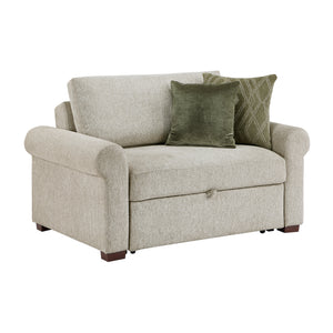 Vasselle Microfiber Convertible Chair and Half with Pull-out Bed, Click Motion Back and Two Roll Arms