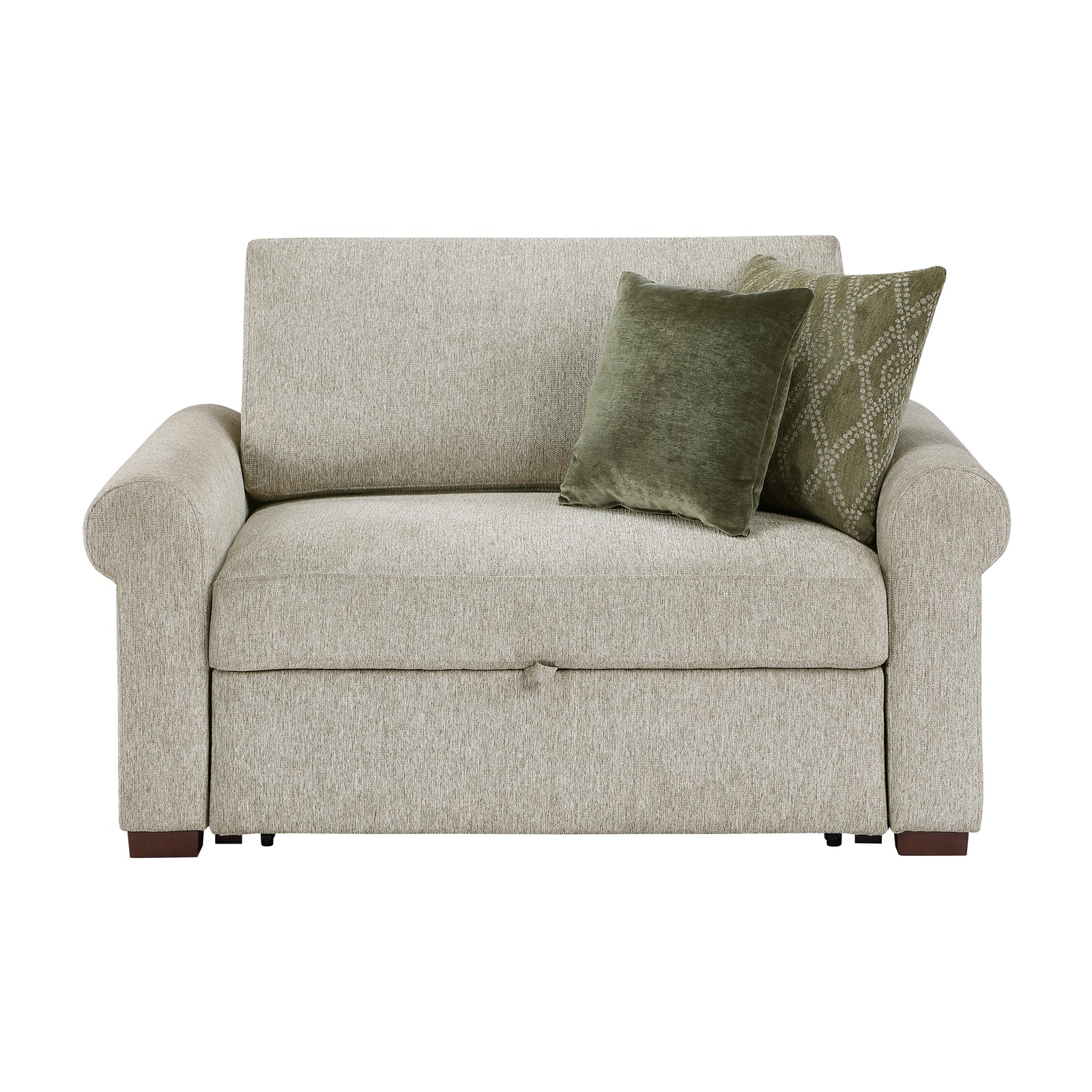 Vasselle Microfiber Convertible Chair and Half with Pull-out Bed, Click Motion Back and Two Roll Arms