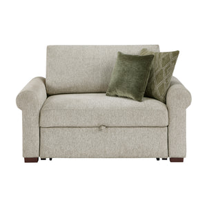 Vasselle Microfiber Convertible Chair and Half with Pull-out Bed, Click Motion Back and Two Roll Arms