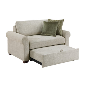 Vasselle Microfiber Convertible Chair and Half with Pull-out Bed, Click Motion Back and Two Roll Arms