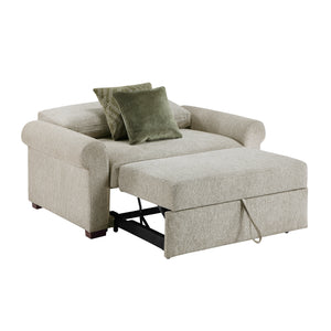 Vasselle Microfiber Convertible Chair and Half with Pull-out Bed, Click Motion Back and Two Roll Arms
